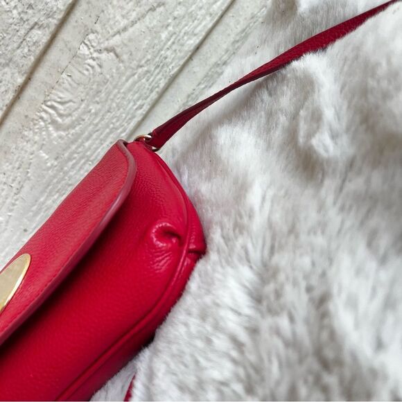 COACH Red Leather Flap Turnlock Crossbody Handbag 52896 - Picture 5 of 10